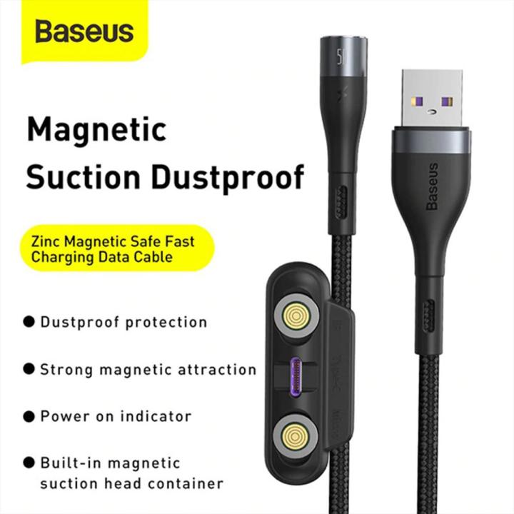 Baseus Zinc Magnetic 3 in1  Safe Fast Charging Data Cable USB to M+L+C 5A
