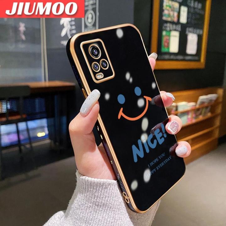JIUMOO For vivo V20 Case Plating Side Edge Square New Design Phone Cases Nice Face Pattern Silicone Casing Full Back Cover Camera Protect Shockproof Softcase