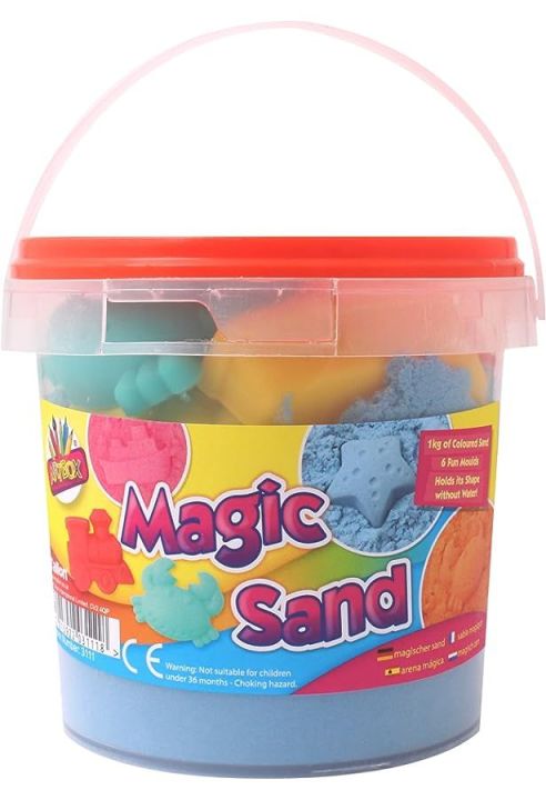 Kids Play Sand Bucket Activity Kit Natural Scented 300 Gram of Free Flowing & Easy to Mold Play Sand Sensory Sand Kit Gift for Boys & Girls ( 300 GM )  2 COLOR