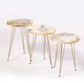 Mexico Present 1 Pcs / Set of 3 Round Coffee Table HIGH Gloss Nesting End Tables - Coffee table - Stool - Accent Tables with Metal Legs for Living Room, Home Office, Nightstands for Bedroom, Sturdy Easy Assembly - 3 Piece Nesting Table set for living Room. 