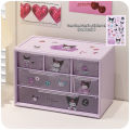Kawaii Sanrio Girls Cinnamoroll Desktop Storage Box Kuromi Melody 6 Grids Drawer-type Stationery Desk Accessories Organizer Box. 