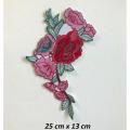 Rose Flower Body Pink iron on  Sew On Embroidered Applique Patch for ladies dress suit t shirt jeans badge. 