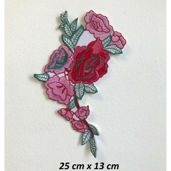 Rose Flower Body Pink iron on  Sew On Embroidered Applique Patch for ladies dress suit t shirt jeans badge