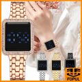Fopul Mall Ladies Luxury Diamond Watch Steel Band Diamond Touch Screen LED Electronic Watches. 