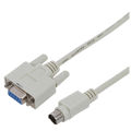 DB9P to 8P Mini Din RS232 Download Cable White 8.2 Ft for PLC DVP-EH. 