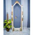 Wood Valley-Wooden Russian Mirror White & Gold Stand-Wooden Mirror Stand-Premium Quality-Makeup Mirror-Chinioti Furniture-Customizable. 