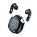2024 Transparent series TWS Bluetooth earbuds Large screen digital breathing light listening to music. 