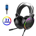 KINGSTAR Gaming Headset Wired Gamer Headphones 7.1 Surround Sound Stereo Earphones USB Microphone Breathing RGB Light For PC. 