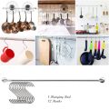Kitchen Wall Mount  Railing Set Utensils Pots Cup Mugs Storage Organising Hanging Hooks With Rod. 