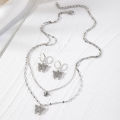 Stunning 3 Piece Crystal Necklace and Earrings Set with Butterfly Design - Fashionable Jewelry Set for Women and Girls. 