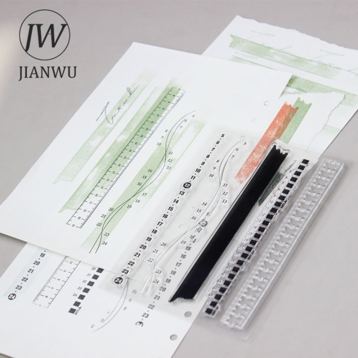 【linfang store】JIANWU Vintage Timeline Grid Transparent Material Decor Silicone Stamp DIY Journal Student Supplies