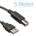 USB 5 METER 2.0 A to B Cable (PRINTER CABLE) black / grey. 