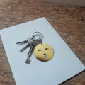 KEYRING Stylish Smiley Emoji Emoticon Happy golden Steel Keychain Keyring Gift. 