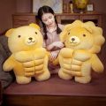 Cute Muscle Body Teddy Bear Plush Toys Stuffed animal Boyfriend Huggable Pillow Chair Cushion Birthday holiday gift for Boy Girl. 