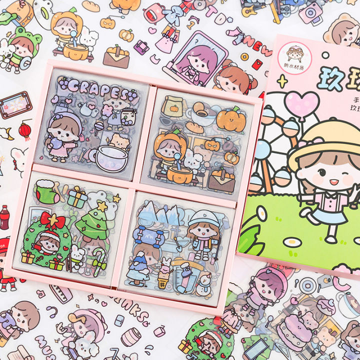 RHS Online INS Cute Cartoon Girl Series PET Waterproof Stickers Album