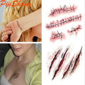 PinShang GlowSol Horror Realistic Fake Bloody Wound Stitch Scar Scab Waterproof Temporary Tattoo Sticker Body Art Stickers Halloween Masquerade Prank Makeup Props RC2251 10.56CM. 