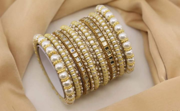 Jewellery for girls Stylish Pearl Kundan Bangle Set For Women and Girls