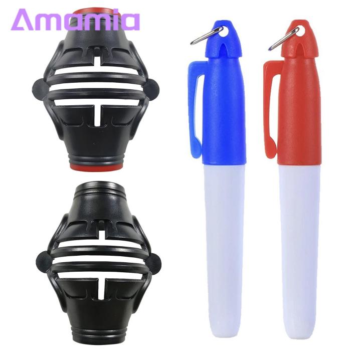 Golf Ball Marker Professional Golf Ball Alignment Set 3-piece Putting Marking Tool for Accurate Line Drawing Golf Accessories for Perfect Alignment Blue Red Liner Pen Included Line Drawer for Golf