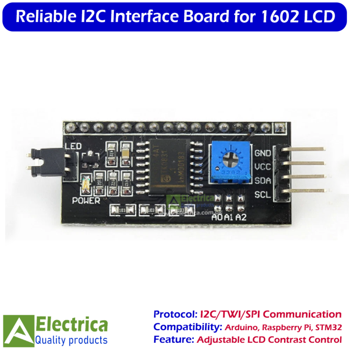 IIC%20I2C%20TWI%20SPI%20Serial%20Interface%20PCF8574T%20Converter%20Adapter%20Board%20Module%20for%201602%20LCD%20Display%20%E2%80%93%20Reliable%20Solder-Free%20Connection%20by%20Electrica%20-%20Image%203