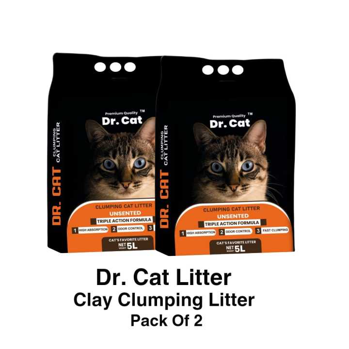 Dr Cat Litter Clay Clumping Litter 5l PACK OF 2  |Unscented Litter | Pet Supplies| Cat Litter| |Cat Accessories |