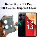 Back Camera Glass Protector for Redmi Note 13 Pro 4g Camera Lens Protector Guard [3D Premium] Camera Tempered Glass (Black). 