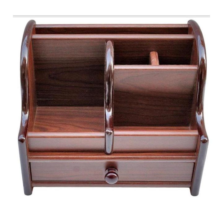 8013 - Wooden Pen Stand / Stationery Holder Organizer Container - Brown