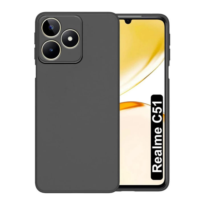 Realme C51/C53 Soft Silicone Back Cover Rock Case – Black