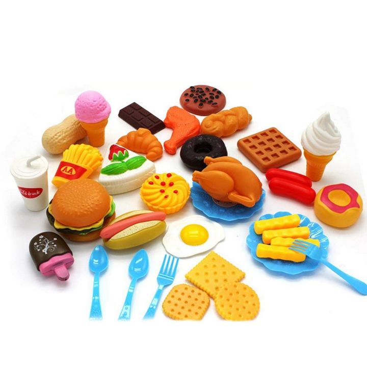 Artificial Food Toy For Kids Pretend Play Plastic toys Mix Bag Full kitchen Toy Playset