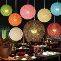 One ball string light indoor decoration yarn globe Multicolor Large Suspension lamp rattan ceiling light Round hanging DAAZLED. 