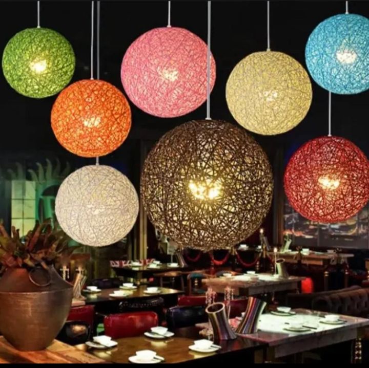 One ball string light indoor decoration yarn globe Multicolor Large Suspension lamp rattan ceiling light Round hanging DAAZLED