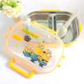 Kids Favourite Character Minion Stainless Steel Lunch Box for 2-Grid Lunchbox with Spoon. 