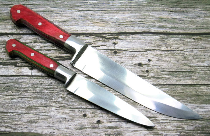 Kitchen Knife Set of 2 Utility Paring Fruit Vegetable Cutting Multi Purpose Knife Stainless Steel Multi Layered Wooden Handle