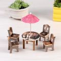 Dollhouse Wooden Furniture Toy mini Table Chair Craft Children Gift Dining Room Kitchen Decor. 