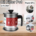 Oil Filter Pot - Oil Bottle - Oil Strainer Pot Stainless Steel Grease Strainer - Oil Storage Pot For Cooking Oil - Oil Container Stainless Steel Oiler Tank Container - Grease Keeper with Filter Dust Lid Non slip Handle for Frying Oil and Cooking Grease. 
