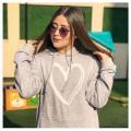 Women's Fashion Hoodie Heart-Printed Winter Collection Fleece Heart Hoodie & Pullover Kangaroo Pocket. 