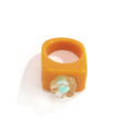 Trendy Colourful Transparent Resin Rings Clear Geometric Square Shape Acrylic Rings for women. 