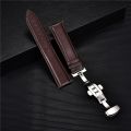 Smooth Calfskin Leather Watchband 20mm 22mm Straps For Samsung Galaxy Watch 3 41mm 45mm Active 40mm 44mm with Solid Automatic Butterfly Buckle Business Watch Band. 