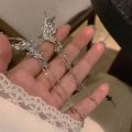 Korean Elegant Silver Color Butterfly Earrings Cute Tassel Ear Cuffs for Women Clip on Earring Fake Piercing Fashion Jewelry. 