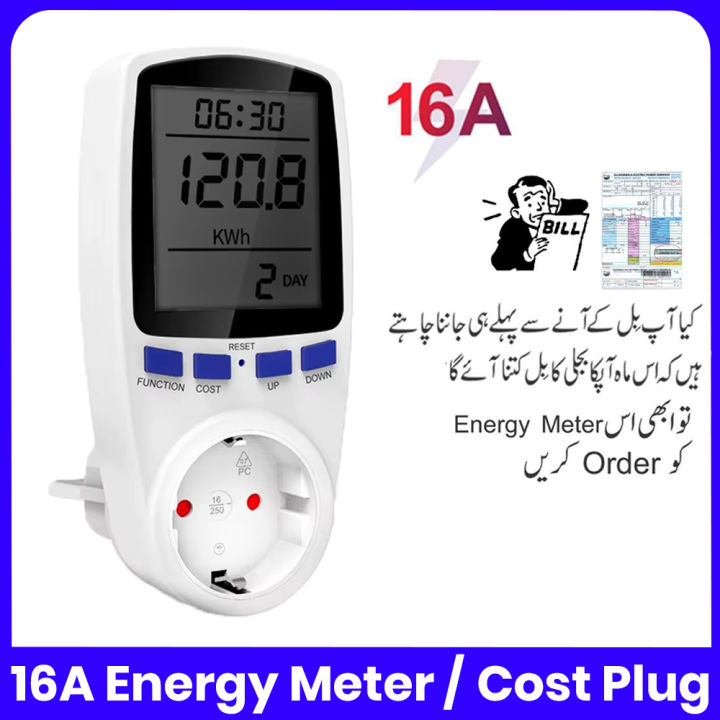 Digital LCD Power Meter Wattmeter Power Meter Consumption Meter Socket Wattage Kwh Energy Meter Energy Cost Meter Measuring Outlet Power Analyzer