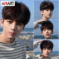 Fluffy natural wig high temperature fiber Korean wig flat bangs short hair. 