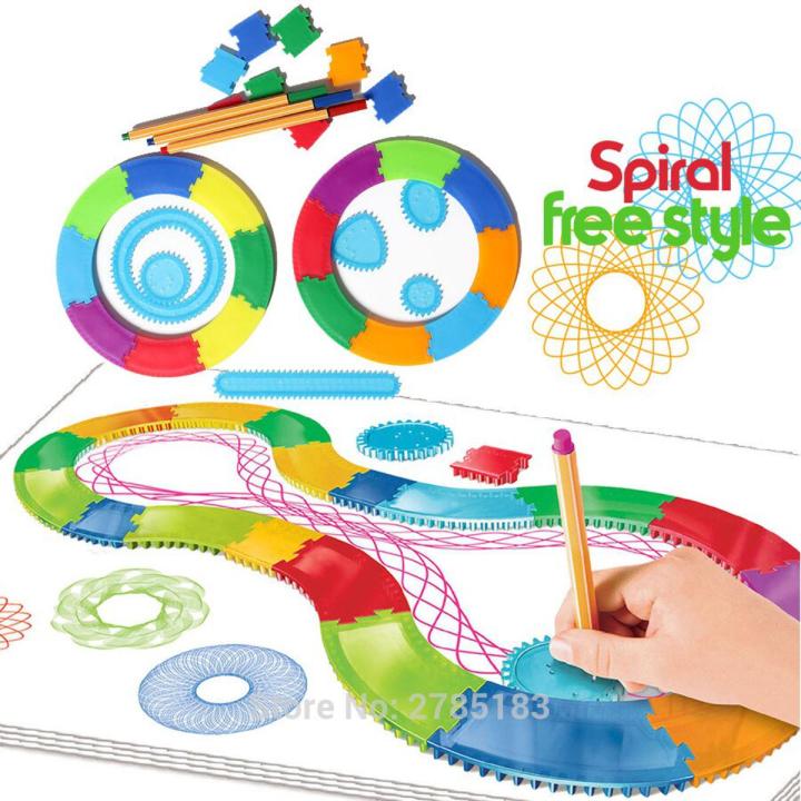 Spiral Designer Drawing Free style 24PCS Interchangeable frame with 3 Pens Creative Spirograph Drawing Educational toys for kid