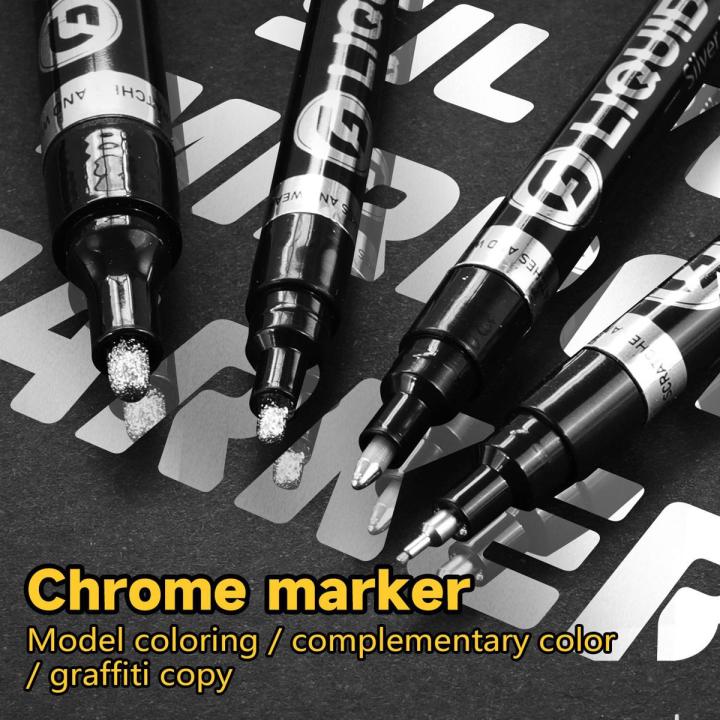 Electroplating Mirror Silver Marker Paint Pen Chrome-plated Metal Waterproof Tire Ceramic Touch-up Paint Pens 1mm/3mm Nib 1Pcs