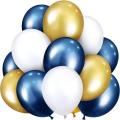 Happy birthday Decoration Set Theme 30 Balloons ( Blue & Gold & White ) Blue Happy Birthday Banner 3 Confetti Balloons 1 Still Light. 