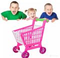 Toy shopping cart with baby toys. 