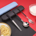 4pcs Portable Stainless Steel Cutlery Set Travel Dinnerware Set Spoon Fork Chopsticks Kitchen Accessory with Case Cutlery Camping Dinner Sets. 