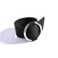 【Hengli jewelry story】MAA-OE Punk Black Bracelets Big Round Leather Bangle Bracelet Wristband Metal Party Gift Wholesale BA-132. 