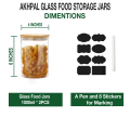AKHPAL Glass Storage Jar With Airtight Seal Bamboo Lid,  AKHPAL Set of 2      1000ml Coffee Bean and Kitchen Food Container. 