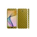 Samsung Galaxy J7 Prime Golden Carbon Fiber Texture Mobile Skin With Camera Lens. 