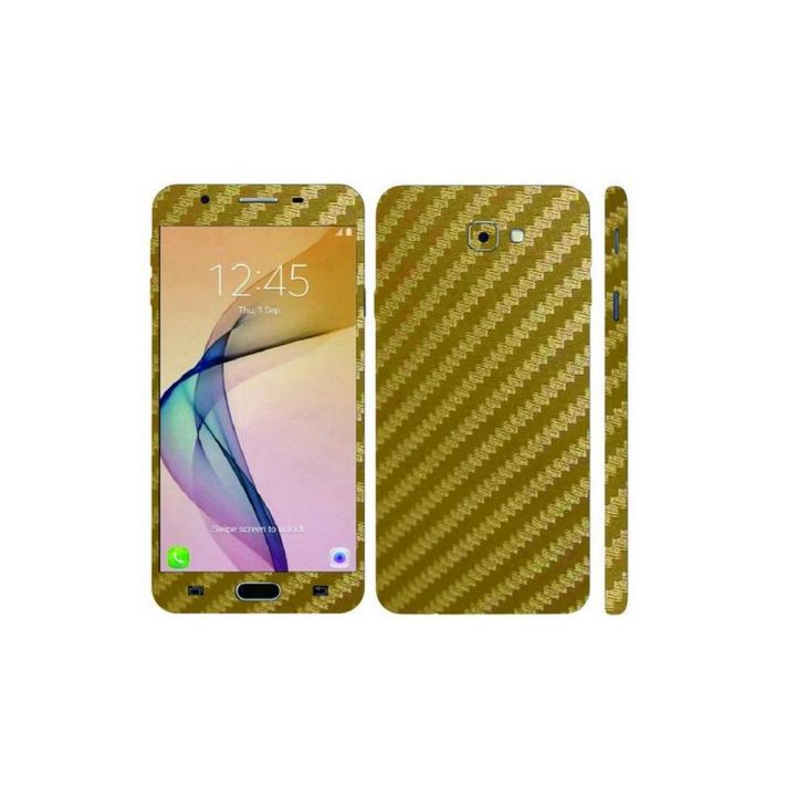 Samsung Galaxy J7 Prime Golden Carbon Fiber Texture Mobile Skin With Camera Lens