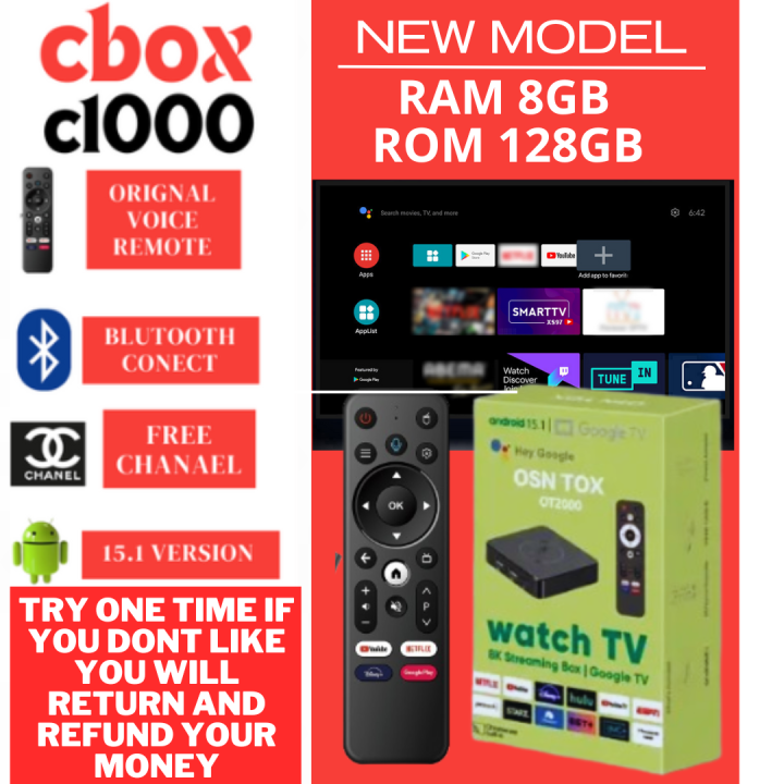 [DARAZ RECOMENDE] CBOX- C1000 -8GB+128GB - Android15Version - 8K - Smart Android Tv Box With Oignal Voice Remote Android Tv Box Android Tv Box Android Tv Box 8Gb 128Gb See All Pics Of This Product And Then Buy.